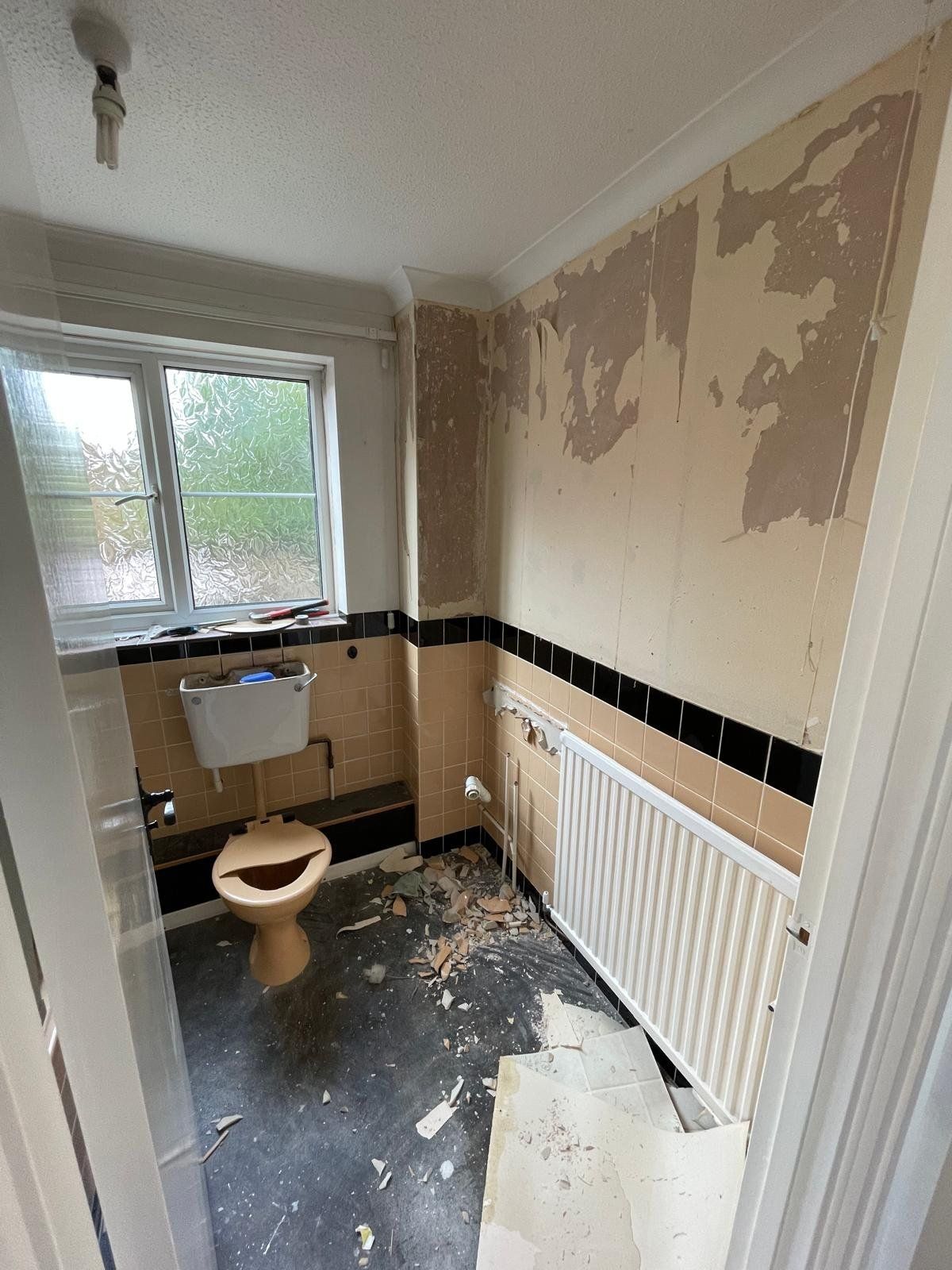 Bathroom stripped out before renovation