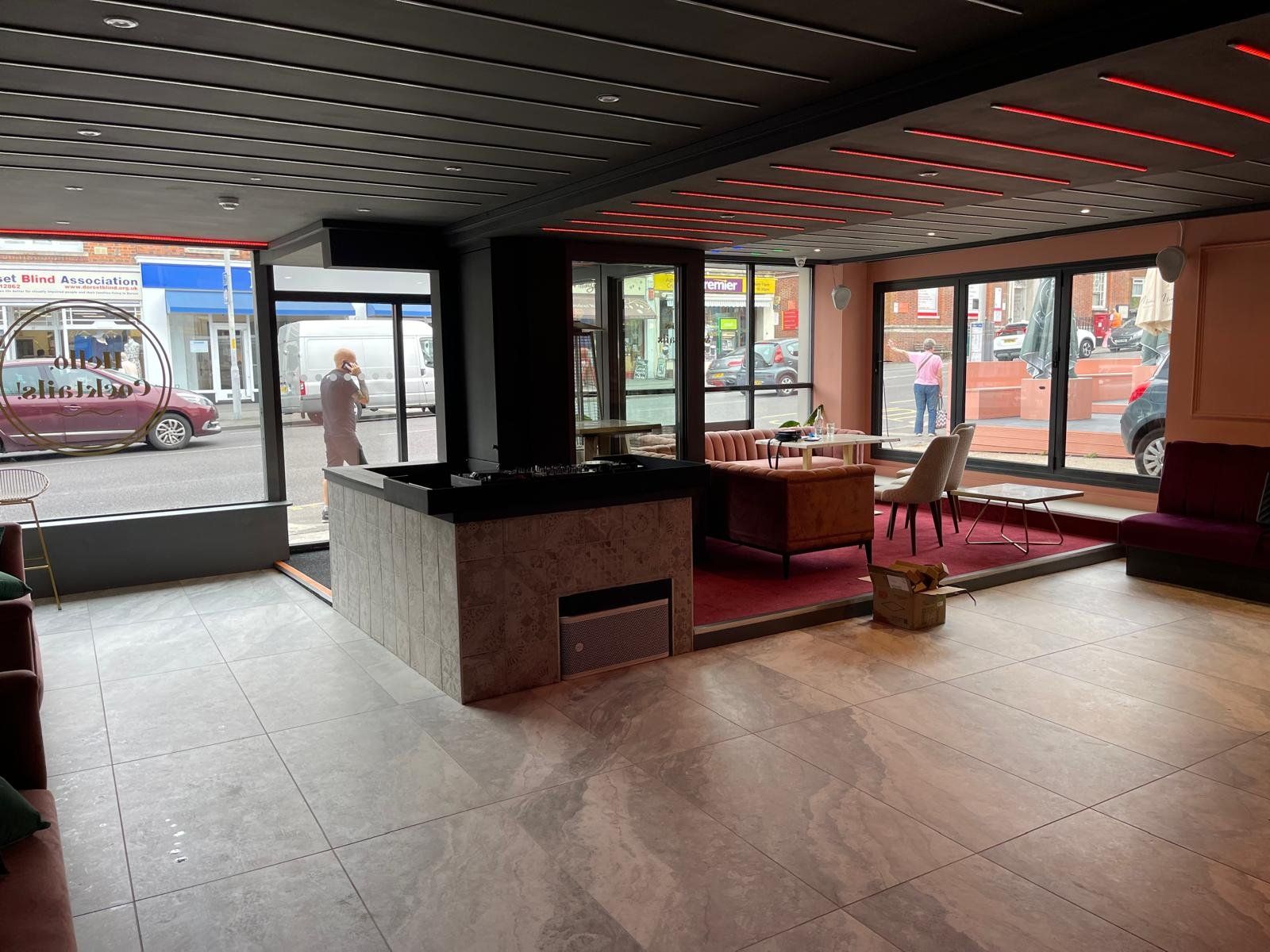 Entrance reception counter in a commercial fit-out