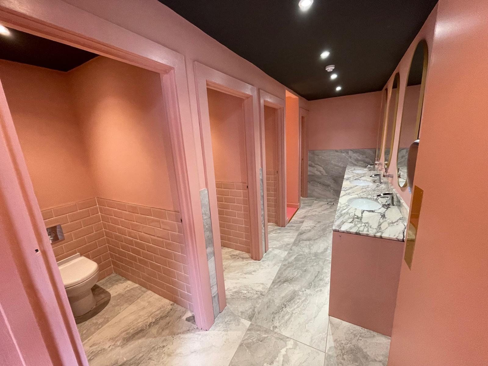 Ladies' toilets finished in pink marble