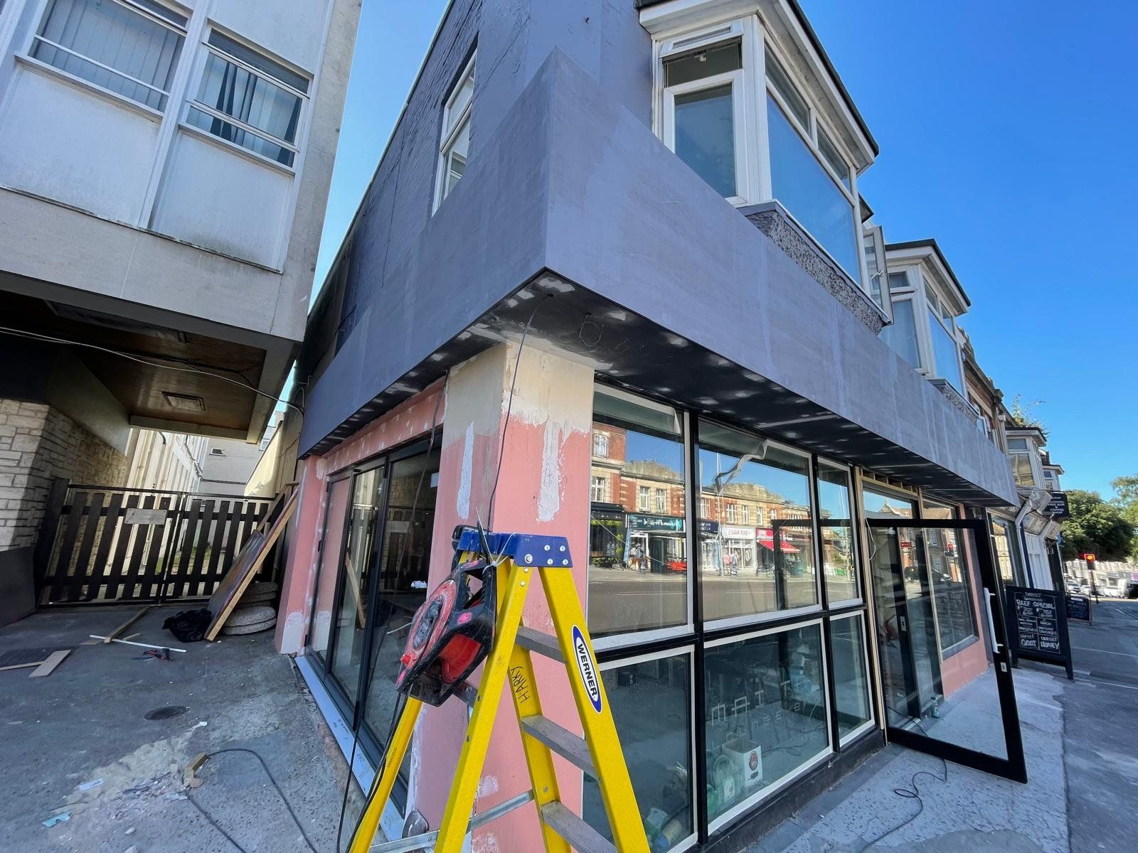 Exterior shopfront renovation on a commercial premises