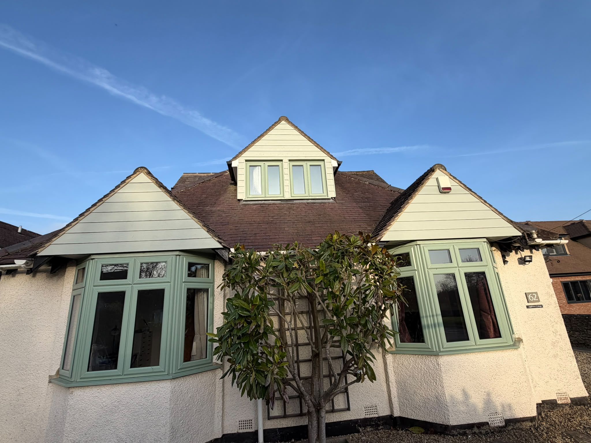 Dormer bungalow exterior during roof work