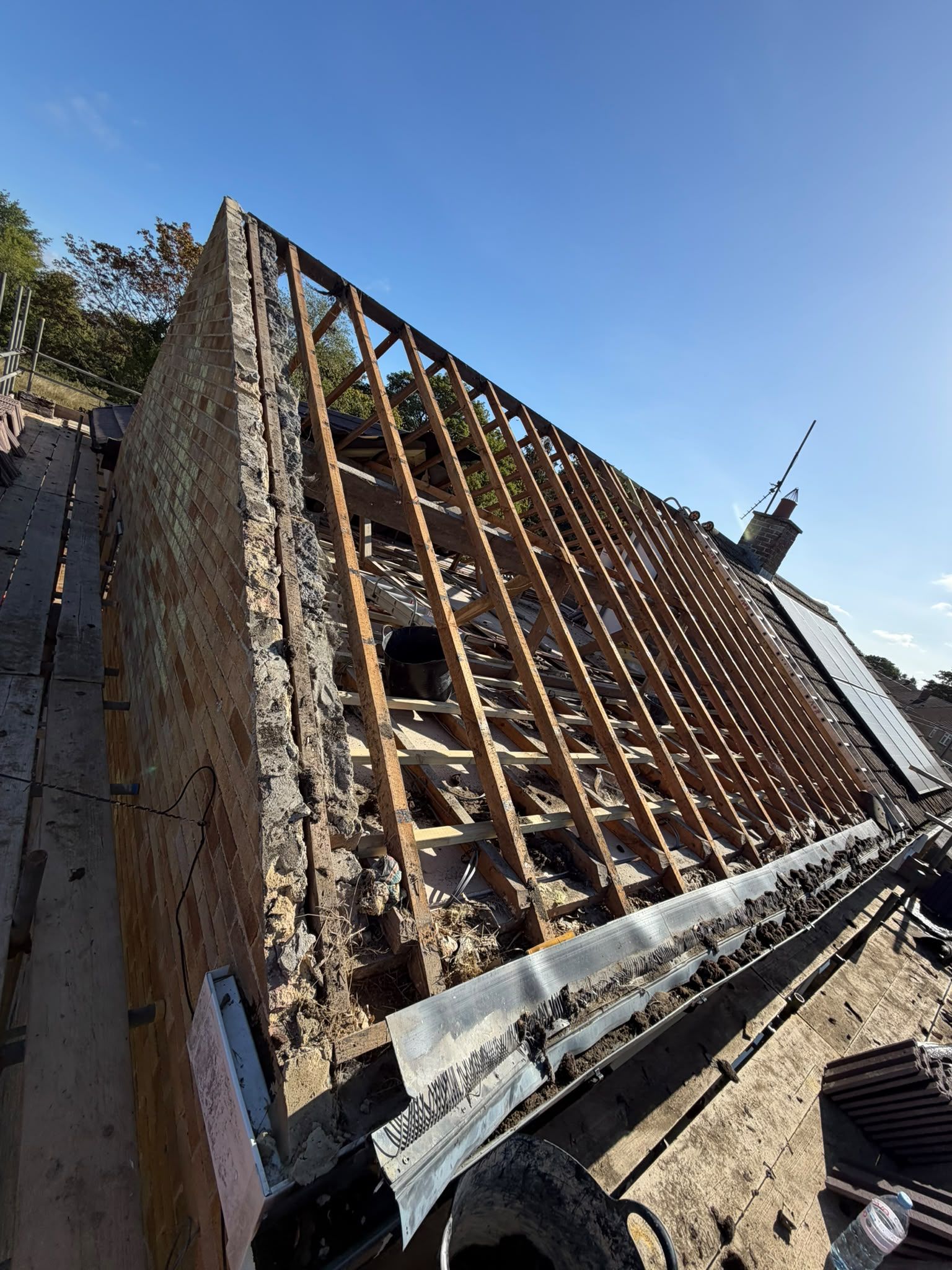 Roof structure opened for dormer work