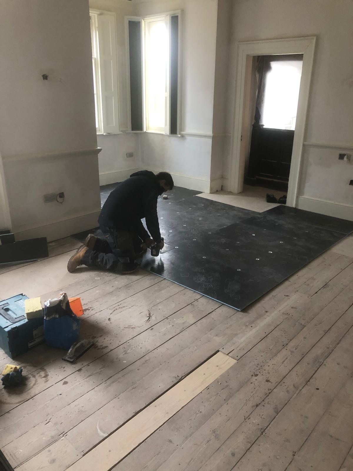 Plywood subfloor installed in a period property