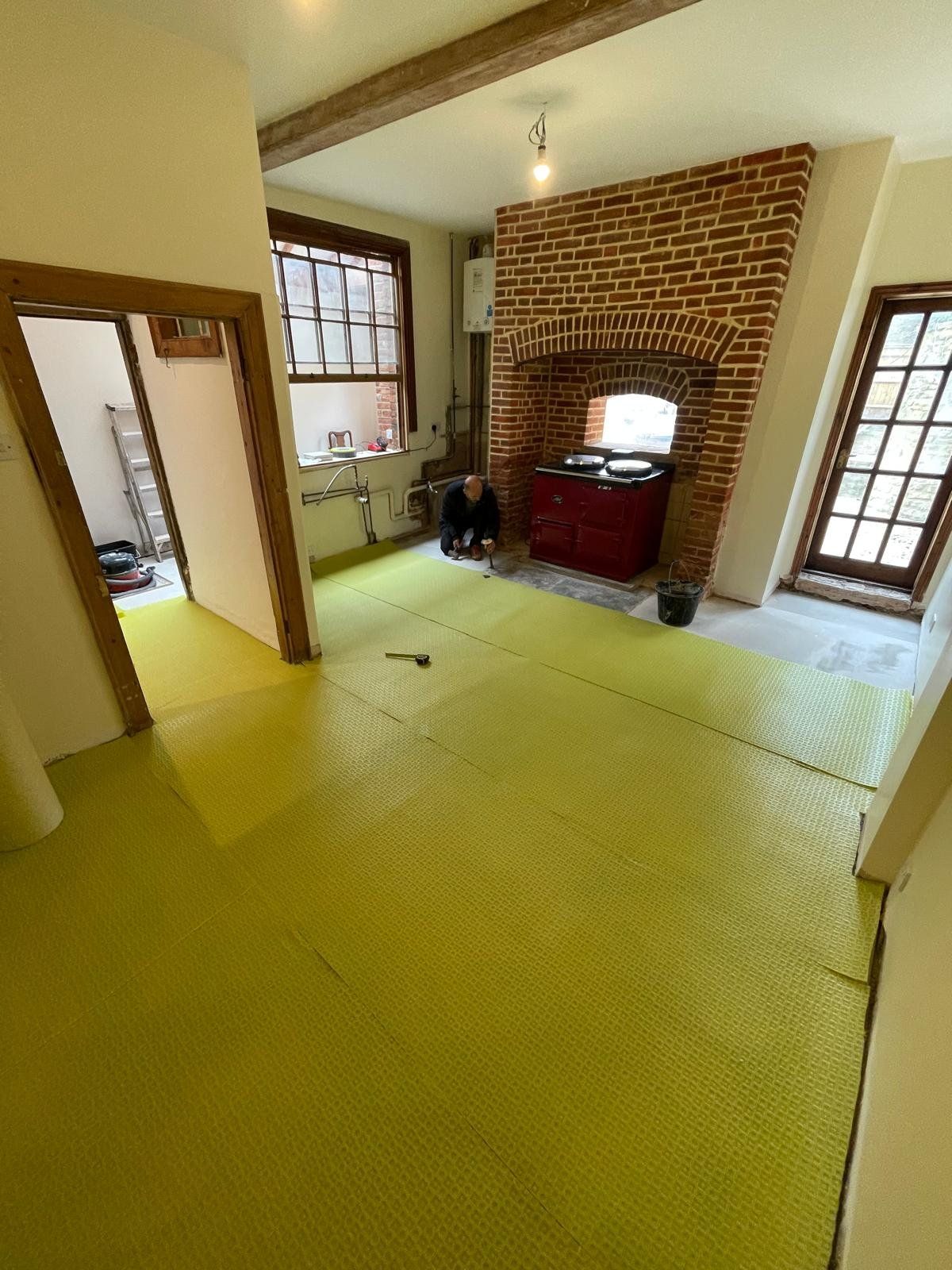 Floor protection laid during a period room renovation
