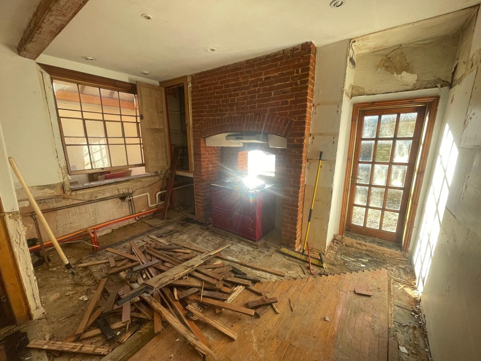 Period room stripped back before renovation