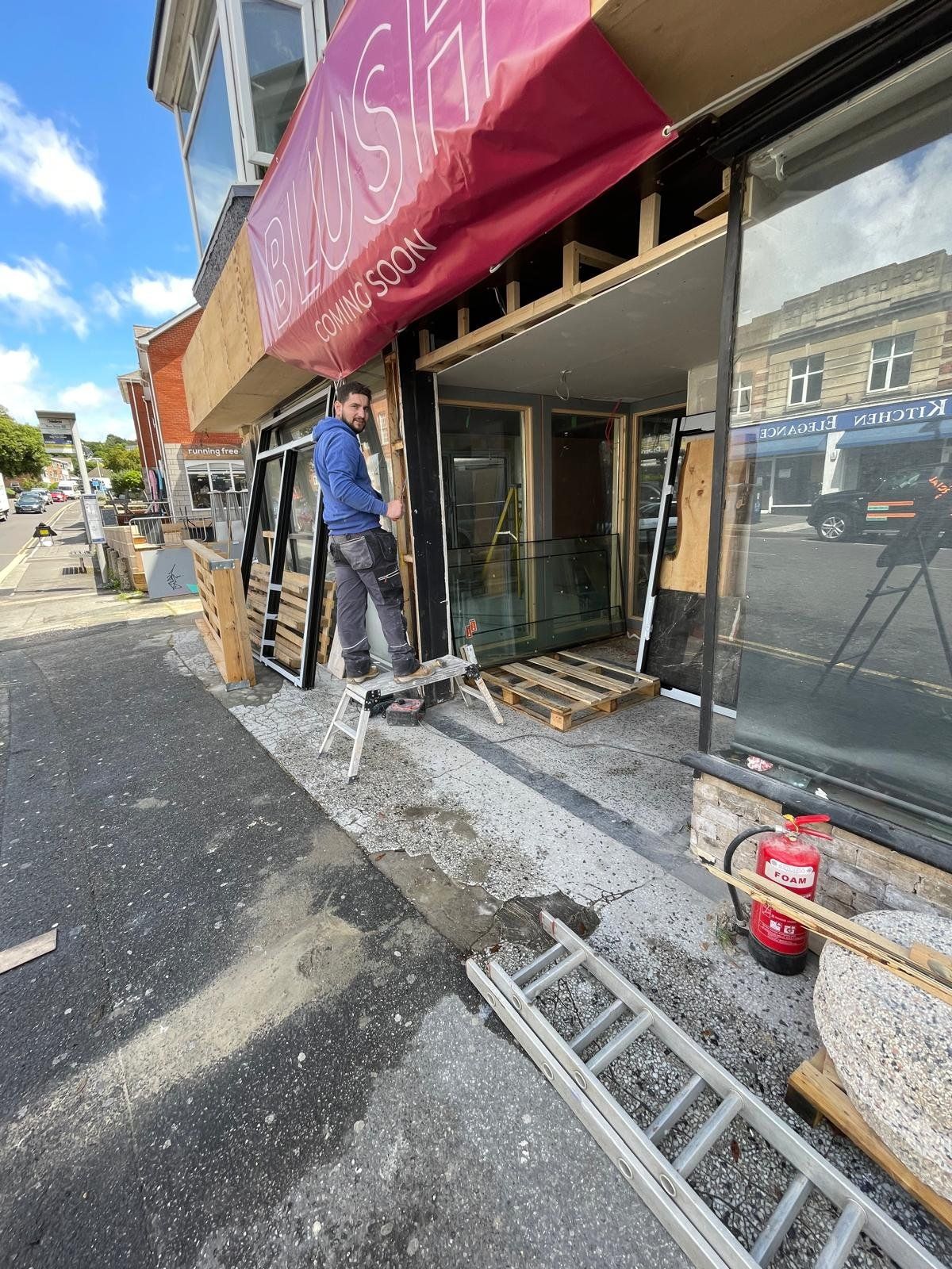 New shopfront being installed on a bar